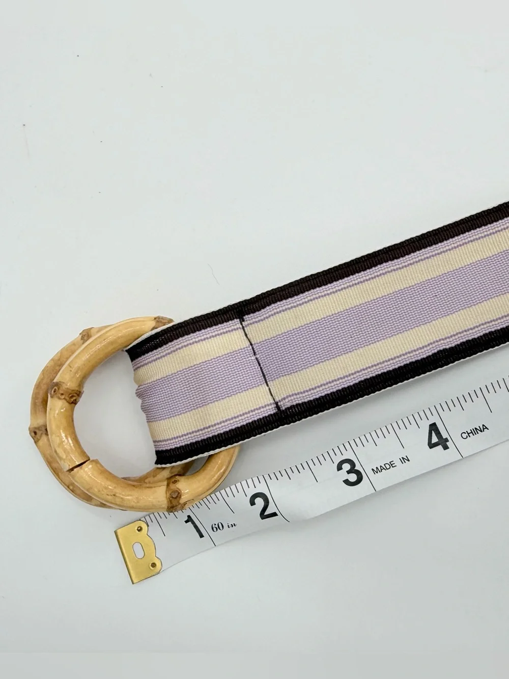 J. Crew Belt Womens S/M Grosgrain Ribbon D-Ring Bambo Purple Striped READ - Picture 6 of 9